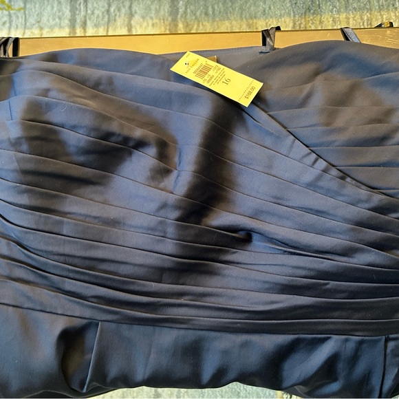NWT Navy Ann Taylor Strapless Pleated Dress - Picture 3 of 5